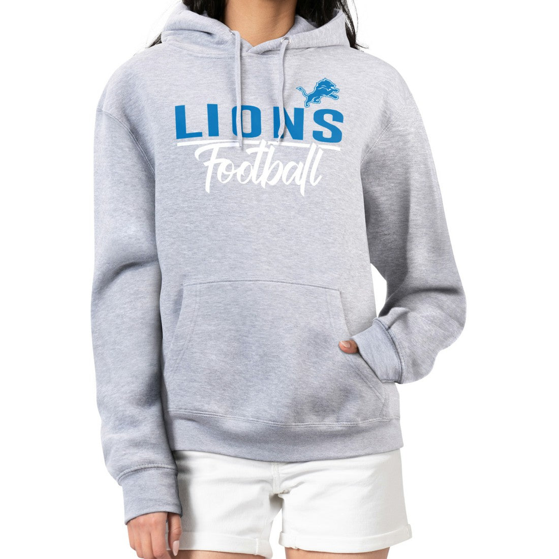 Detroit Lions G-III 4Her by Carl Banks Women's Graphic Fleece Pullover Hoodie Heather Gray