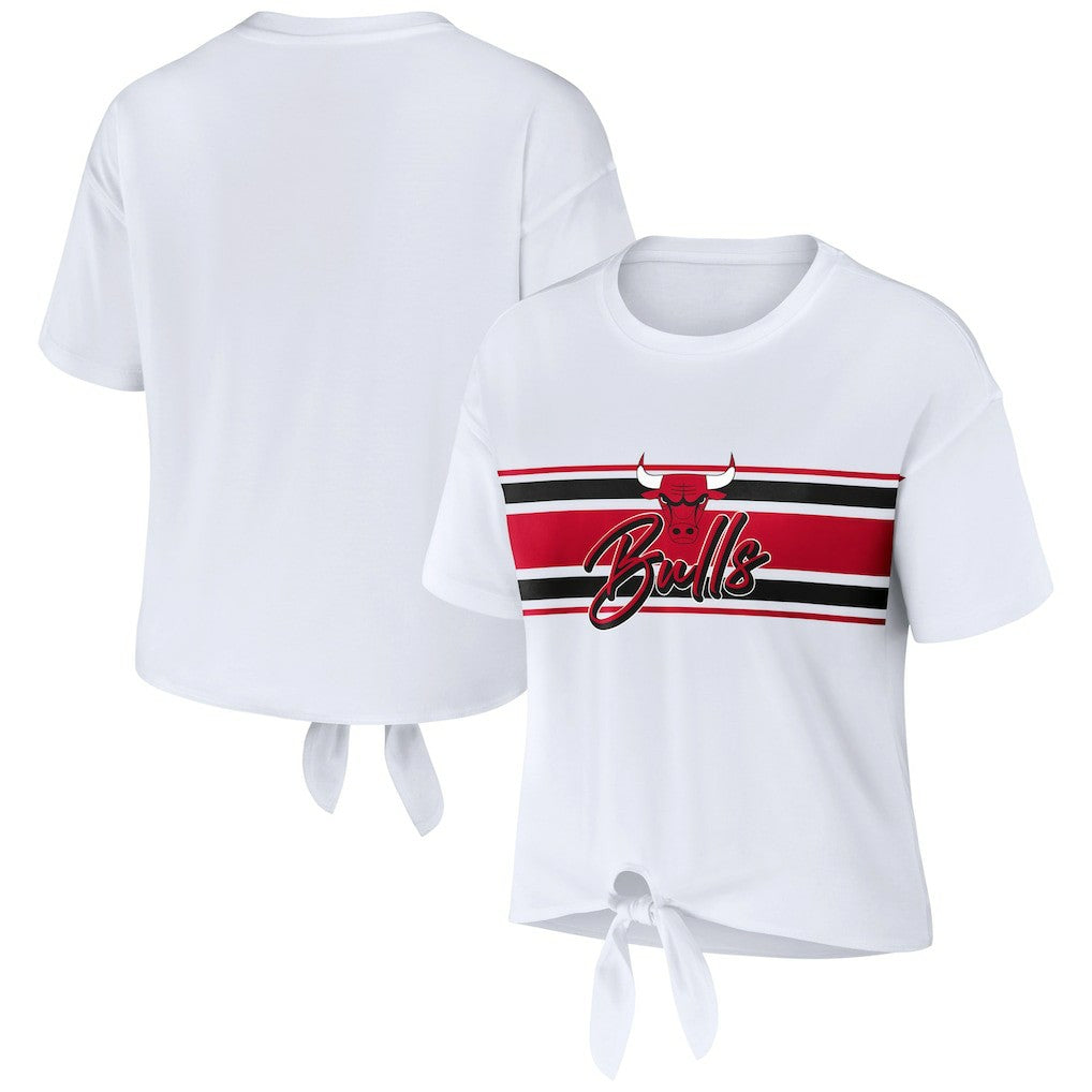 Chicago Bulls WEAR by Erin Andrews Women's Tie-Front T-Shirt White