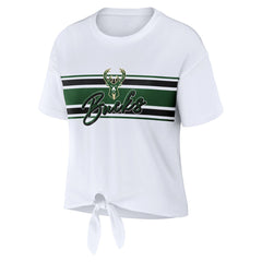 Milwaukee Bucks WEAR by Erin Andrews Women's Tie-Front T-Shirt White