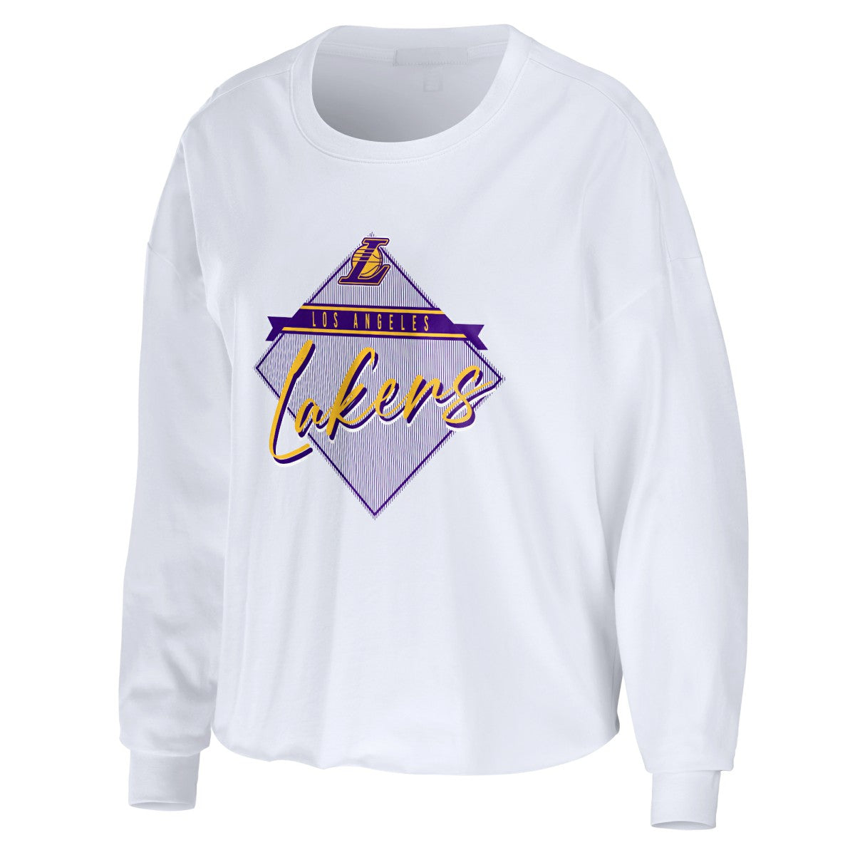 Los Angeles Lakers WEAR by Erin Andrews Women's Cropped Long Sleeve T-Shirt White