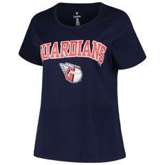 Cleveland Guardians Profile Women's Plus Size Arch Logo T-Shirt - Navy T-shirts