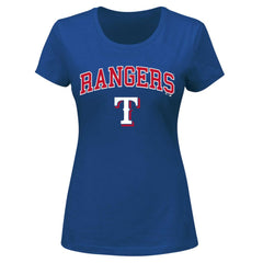 Texas Rangers Profile Women's Plus Size Arch Logo T-Shirt - Royal T-shirts