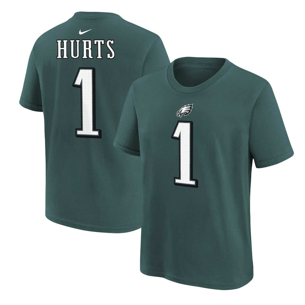 Jalen Hurts Philadelphia Eagles Youth Player Name & Number T-Shirt Midnight Green