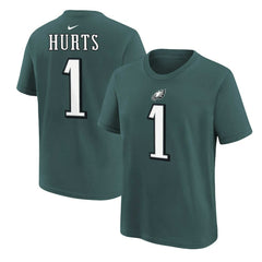 Jalen Hurts Philadelphia Eagles Youth Player Name & Number T-Shirt Midnight Green