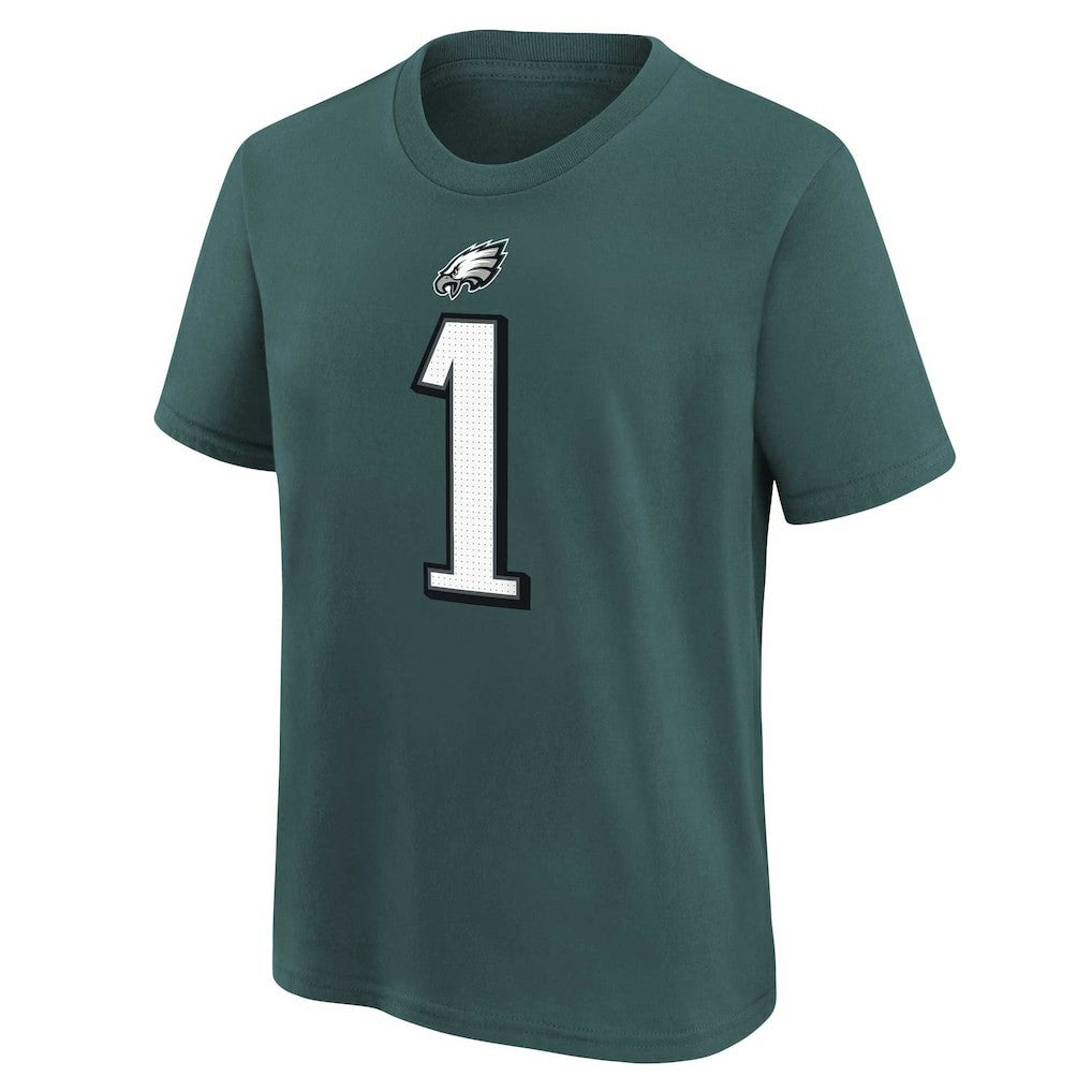 Jalen Hurts Philadelphia Eagles Youth Player Name & Number T-Shirt Midnight Green