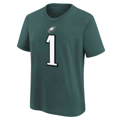Jalen Hurts Philadelphia Eagles Youth Player Name & Number T-Shirt Midnight Green