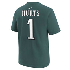 Jalen Hurts Philadelphia Eagles Youth Player Name & Number T-Shirt Midnight Green