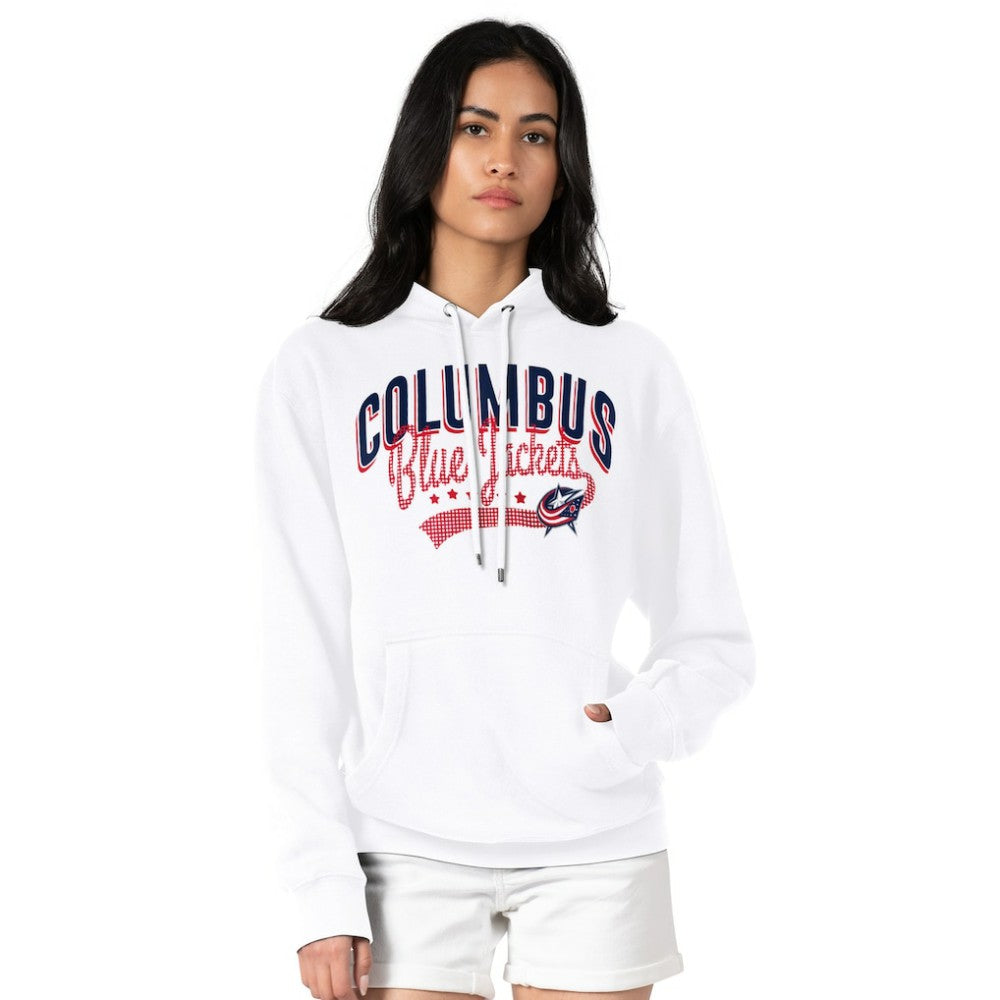 NHL Columbus Blue Jackets G-III 4Her by Carl Banks Women's Filigree Logo Pullover Hoodie – White