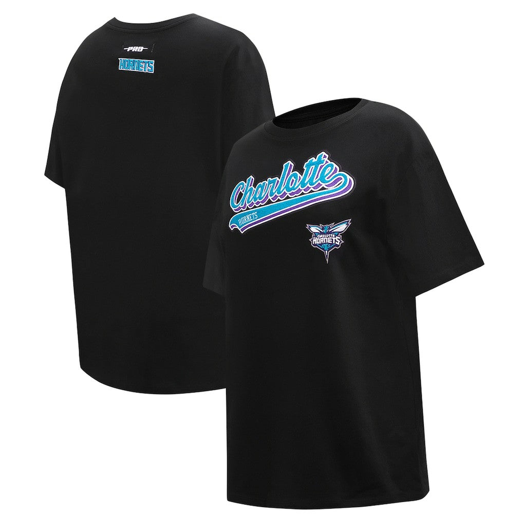 Charlotte Hornets Pro Standard Women's Script Boyfriend T-Shirt Black
