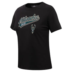 Milwaukee Bucks Pro Standard Women's Script Boyfriend T-Shirt Black