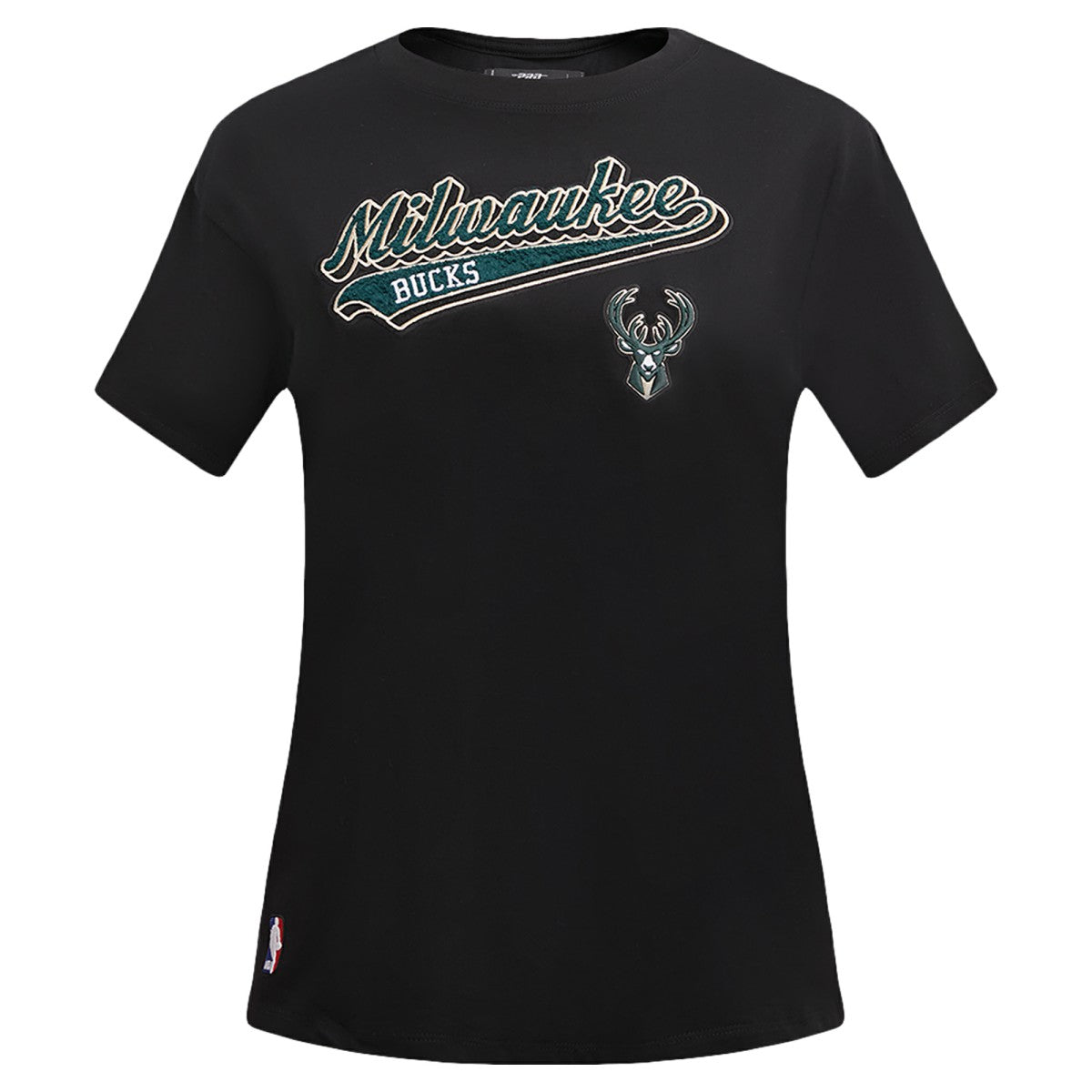 Milwaukee Bucks Pro Standard Women's Script Boyfriend T-Shirt Black