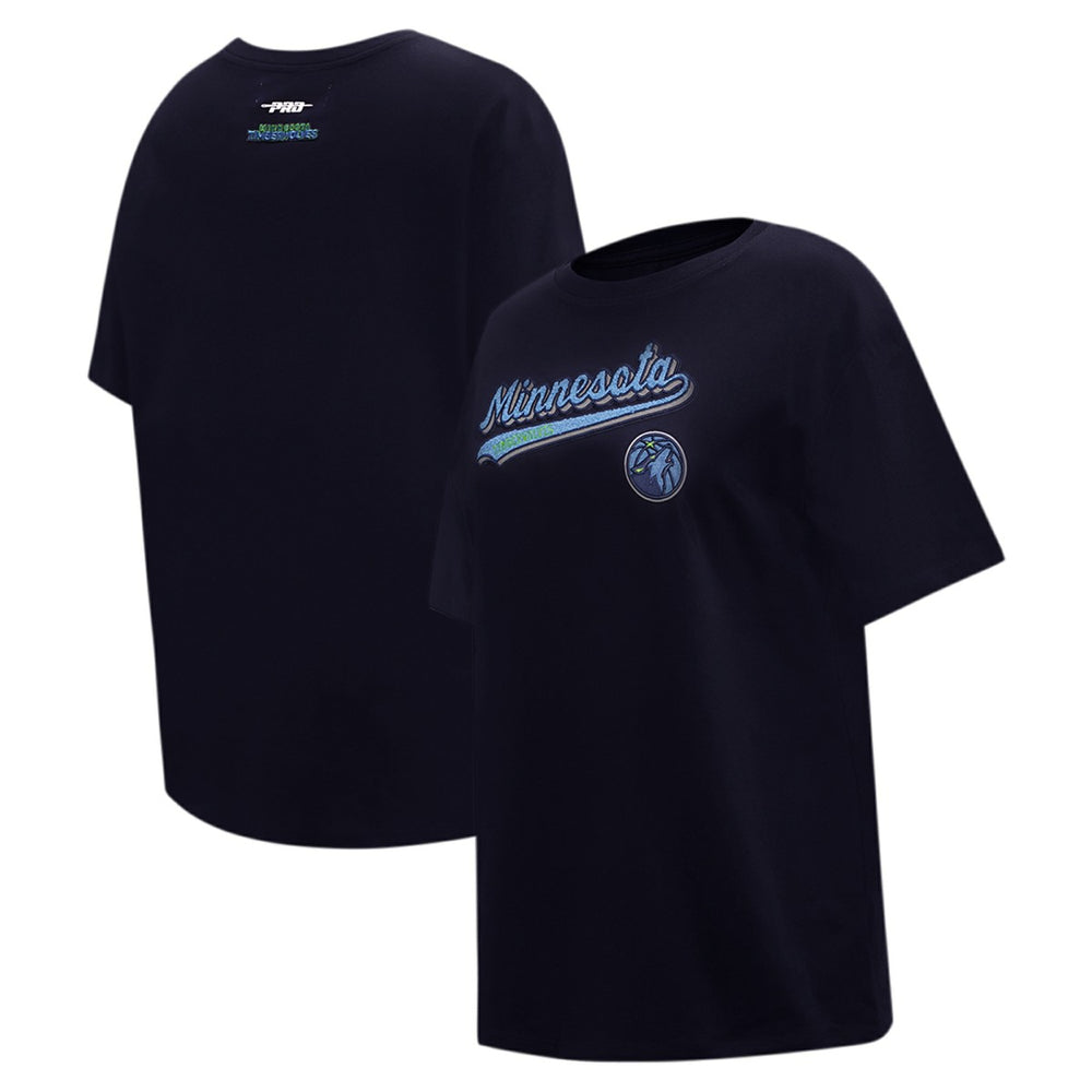 Minnesota Timberwolves Pro Standard Women's Script Boyfriend T-Shirt Navy