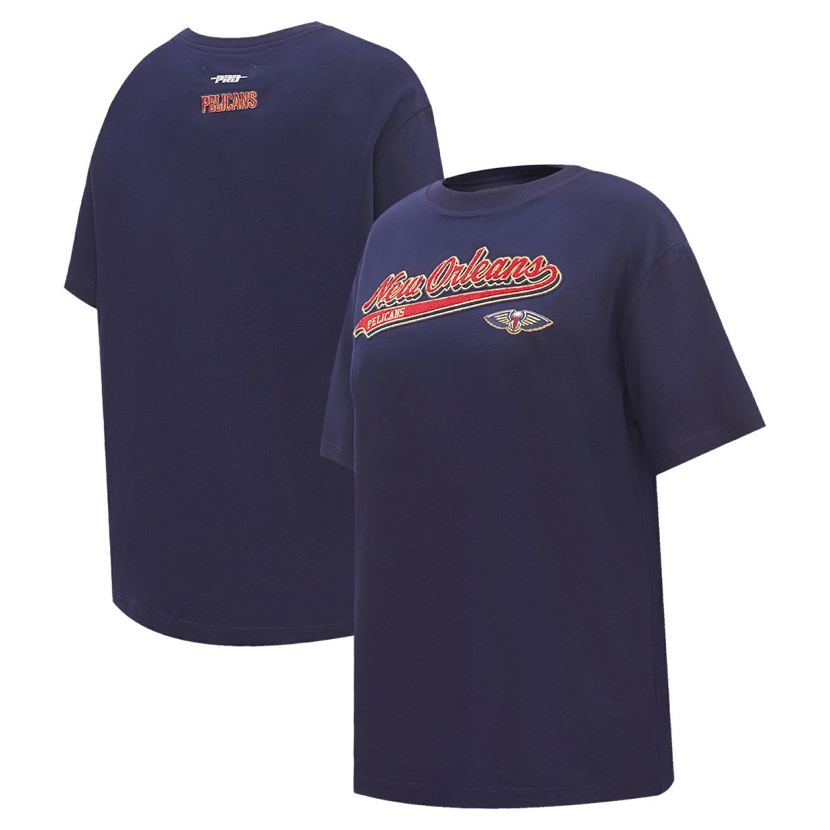 New Orleans Pelicans Pro Standard Women's Script Boyfriend T-Shirt Navy