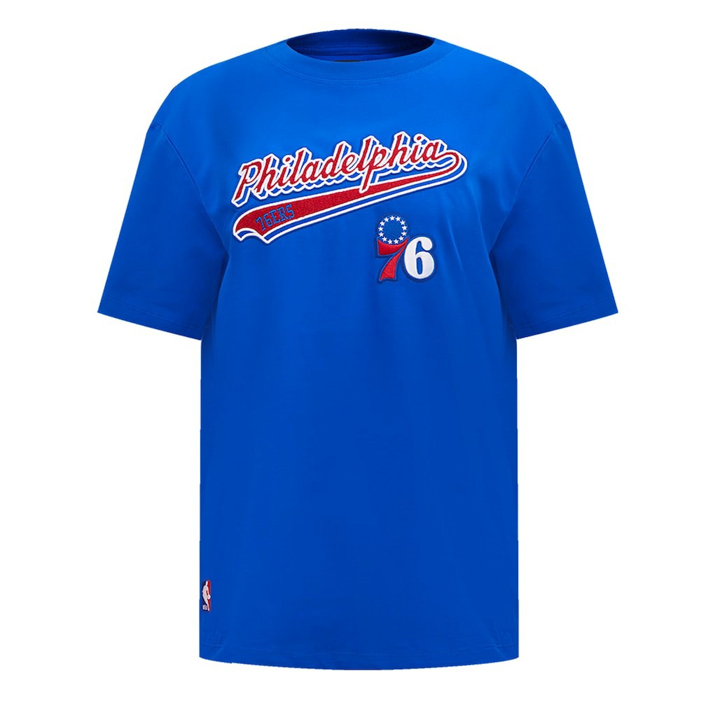 Philadelphia 76ers Pro Standard Women's Script Boyfriend T-Shirt Royal