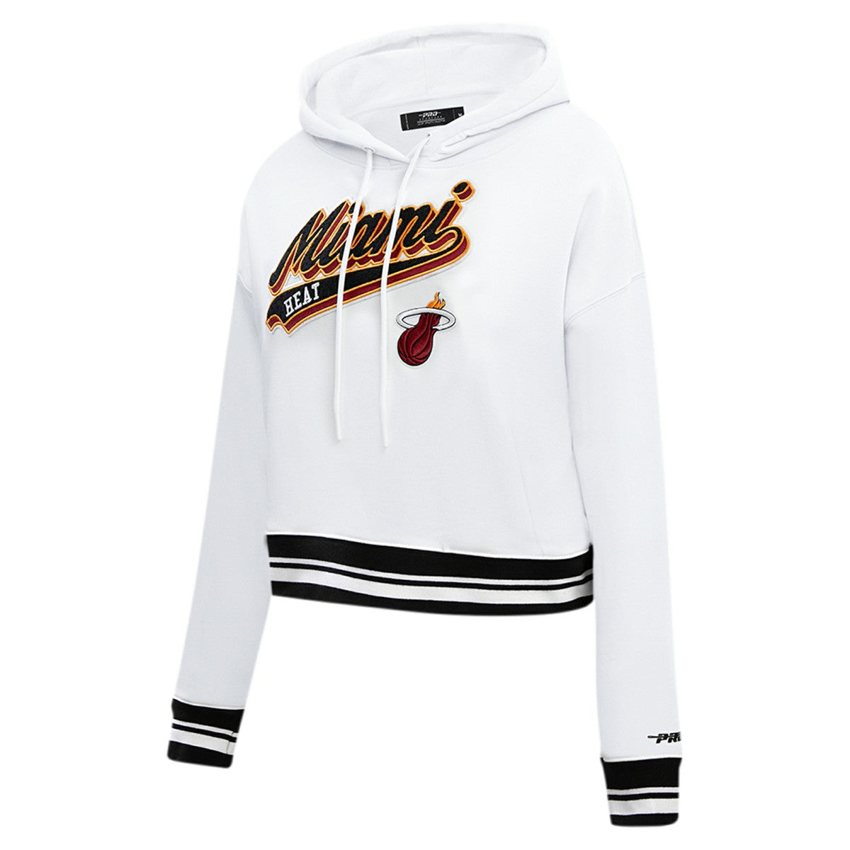 Miami Heat Pro Standard Women's Script Tail Cropped Pullover Hoodie White
