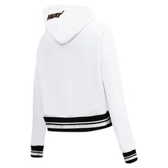 Miami Heat Pro Standard Women's Script Tail Cropped Pullover Hoodie White
