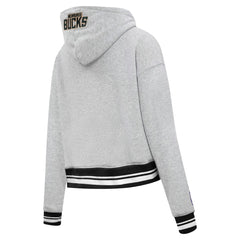 Milwaukee Bucks Pro Standard Women's Script Tail Cropped Pullover Hoodie Heather Gray