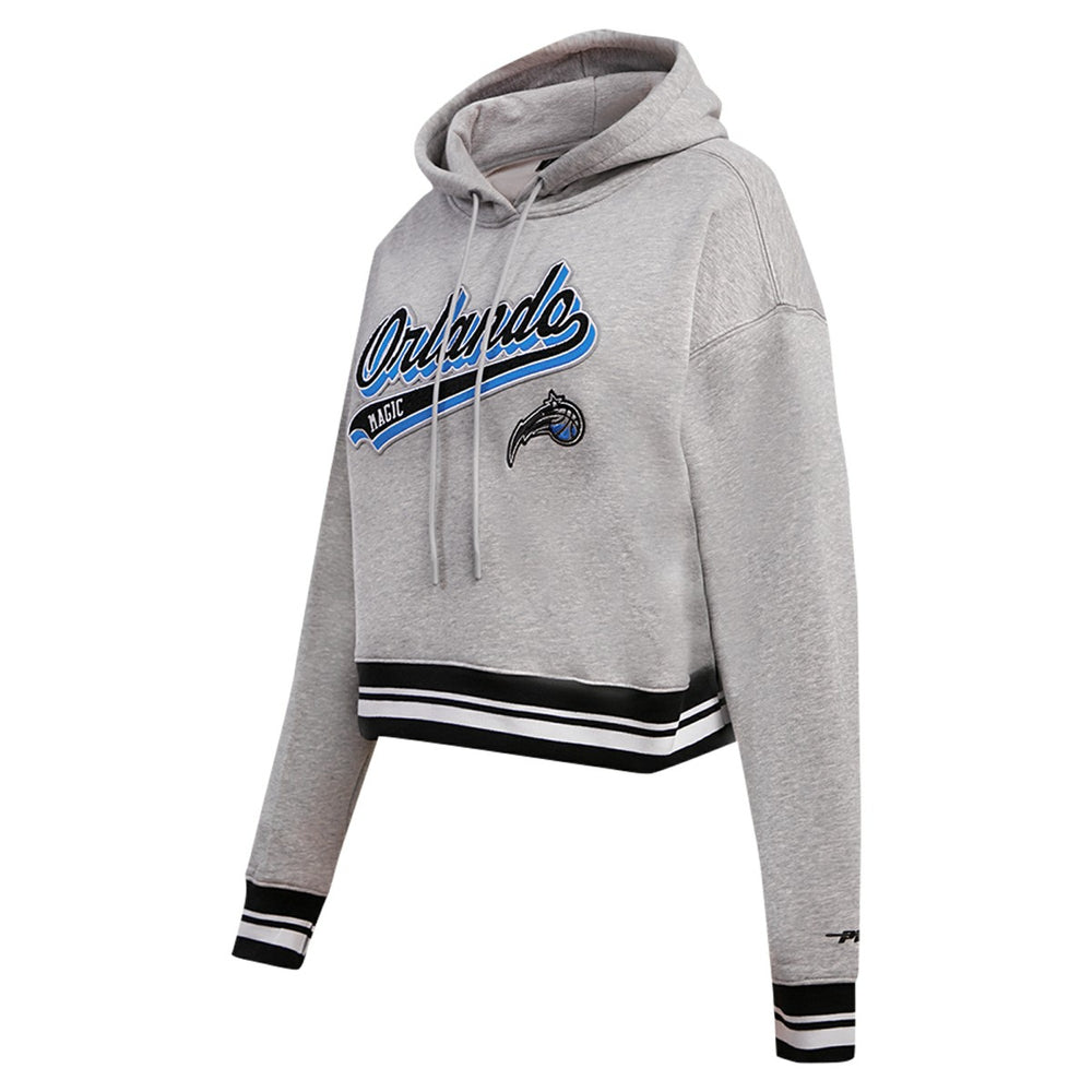 Orlando Magic Pro Standard Women's Script Tail Cropped Pullover Hoodie Heather Gray