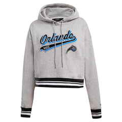 Orlando Magic Pro Standard Women's Script Tail Cropped Pullover Hoodie Heather Gray