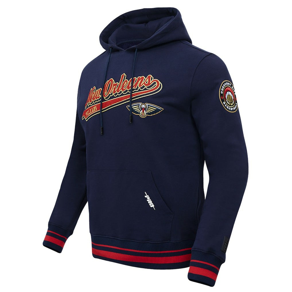 New Orleans Pelicans Pro Standard Script Tail Pullover Hoodie Navy