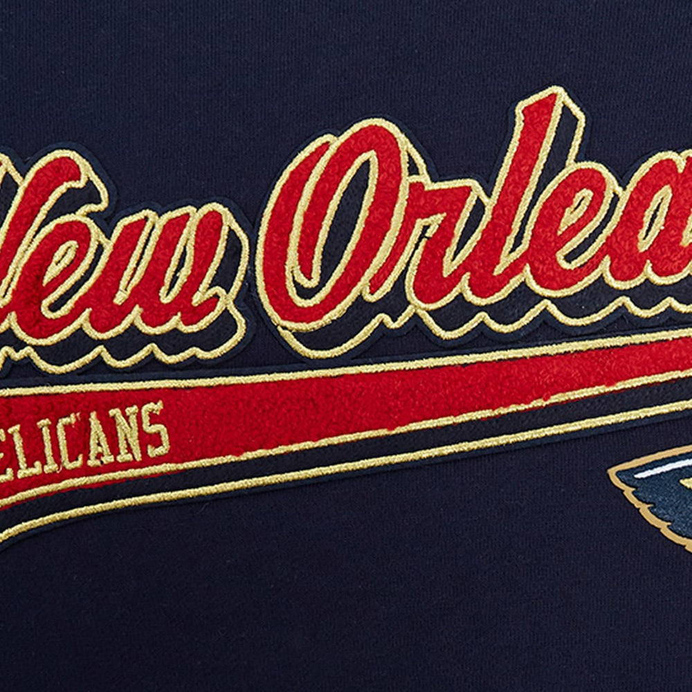 New Orleans Pelicans Pro Standard Script Tail Pullover Hoodie Navy
