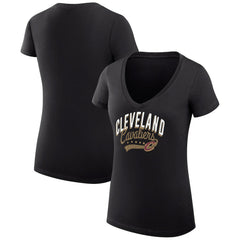 Cleveland Cavaliers G-III 4Her by Carl Banks Women's Super-Slim Fit Lightweight Filigree Logo V-Neck T-Shirt Black