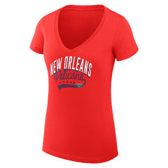 New Orleans Pelicans G-III 4Her by Carl Banks Women's Super-Slim Fit Lightweight Filigree Logo V-Neck T-Shirt Red