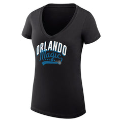 Orlando Magic G-III 4Her by Carl Banks Women's Super-Slim Fit Lightweight Filigree Logo V-Neck T-Shirt Black