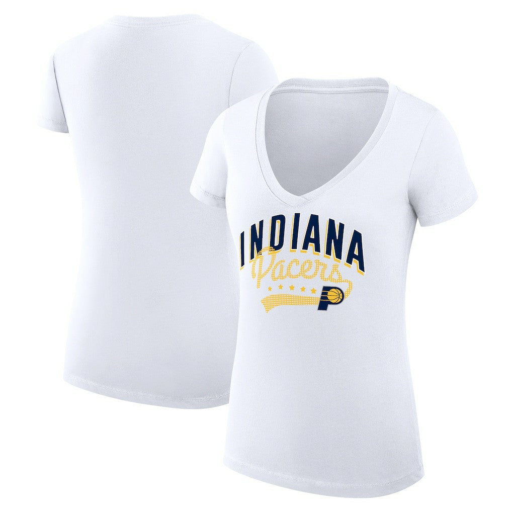 Indiana Pacers G-III 4Her by Carl Banks Women's Super-Slim Fit Lightweight Filigree Logo V-Neck T-Shirt - White