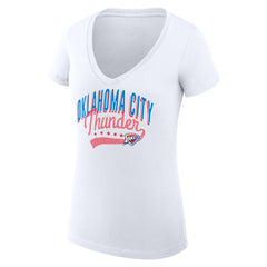 Oklahoma City Thunder G-III 4Her by Carl Banks Women's Super-Slim Fit Lightweight Filigree Logo V-Neck T-Shirt - White