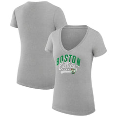 Boston Celtics G-III 4Her by Carl Banks Women's Super-Slim Fit Lightweight Filigree Logo V-Neck T-Shirt Heather Gray