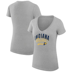 Indiana Pacers G-III 4Her by Carl Banks Women's Super-Slim Fit Lightweight Filigree Logo V-Neck T-Shirt Heather Gray