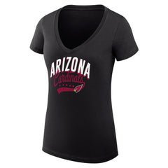 Arizona Cardinals G-III 4Her by Carl Banks Women's Super-Slim Fit Lightweight Filigree Logo Lightweight V-Neck T-Shirt – Black