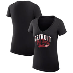 NHL Detroit Red Wings G-III 4Her by Carl Banks Women's Super-Slim Fit Lightweight Filigree Logo V-Neck T-Shirt – Black