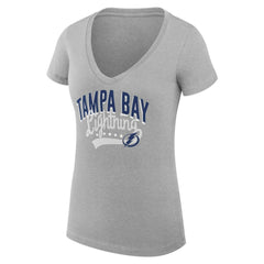 NHL Tampa Bay Lightning G-III 4Her by Carl Banks Women's Super-Slim Fit Lightweight Filigree Logo V-Neck T-Shirt – Gray