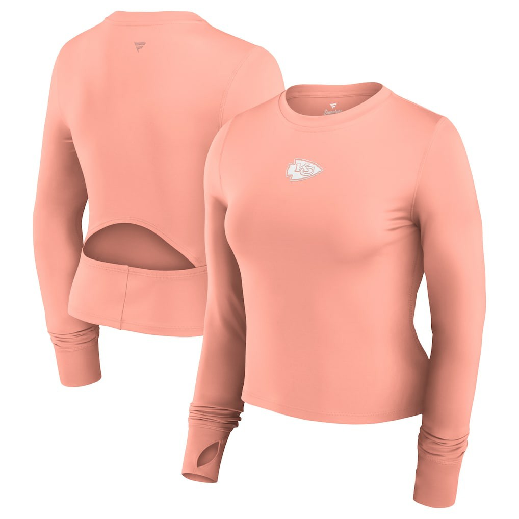Kansas City Chiefs Women's Studio Fitted Long Sleeve Gym Top Coral