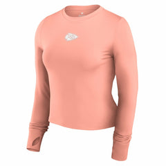 Kansas City Chiefs Women's Studio Fitted Long Sleeve Gym Top Coral