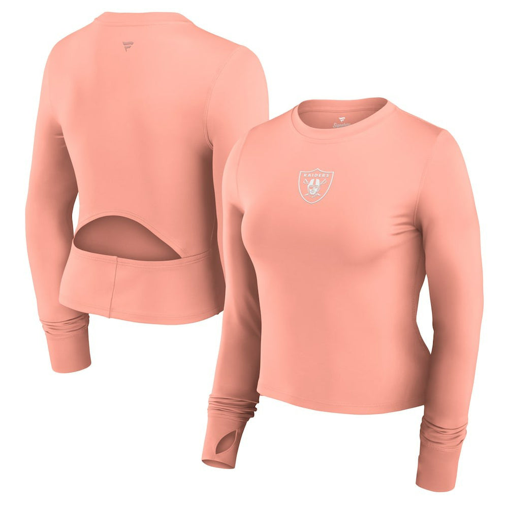 Las Vegas Raiders Women's Studio Fitted Long Sleeve Gym Top Coral