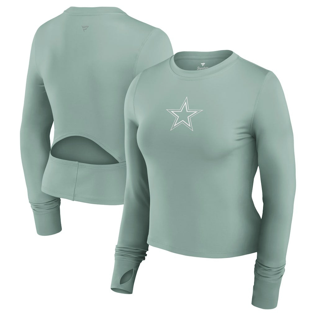 Dallas Cowboys Women's Studio Fitted Long Sleeve Gym Top Green