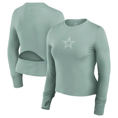 Dallas Cowboys Women's Studio Fitted Long Sleeve Gym Top Green