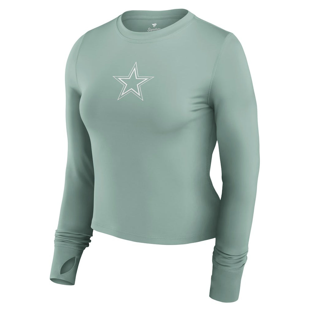 Dallas Cowboys Women's Studio Fitted Long Sleeve Gym Top Green