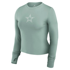 Dallas Cowboys Women's Studio Fitted Long Sleeve Gym Top Green