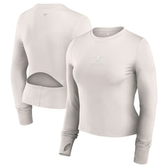 New Orleans Saints Women's Studio Fitted Long Sleeve Gym Top White