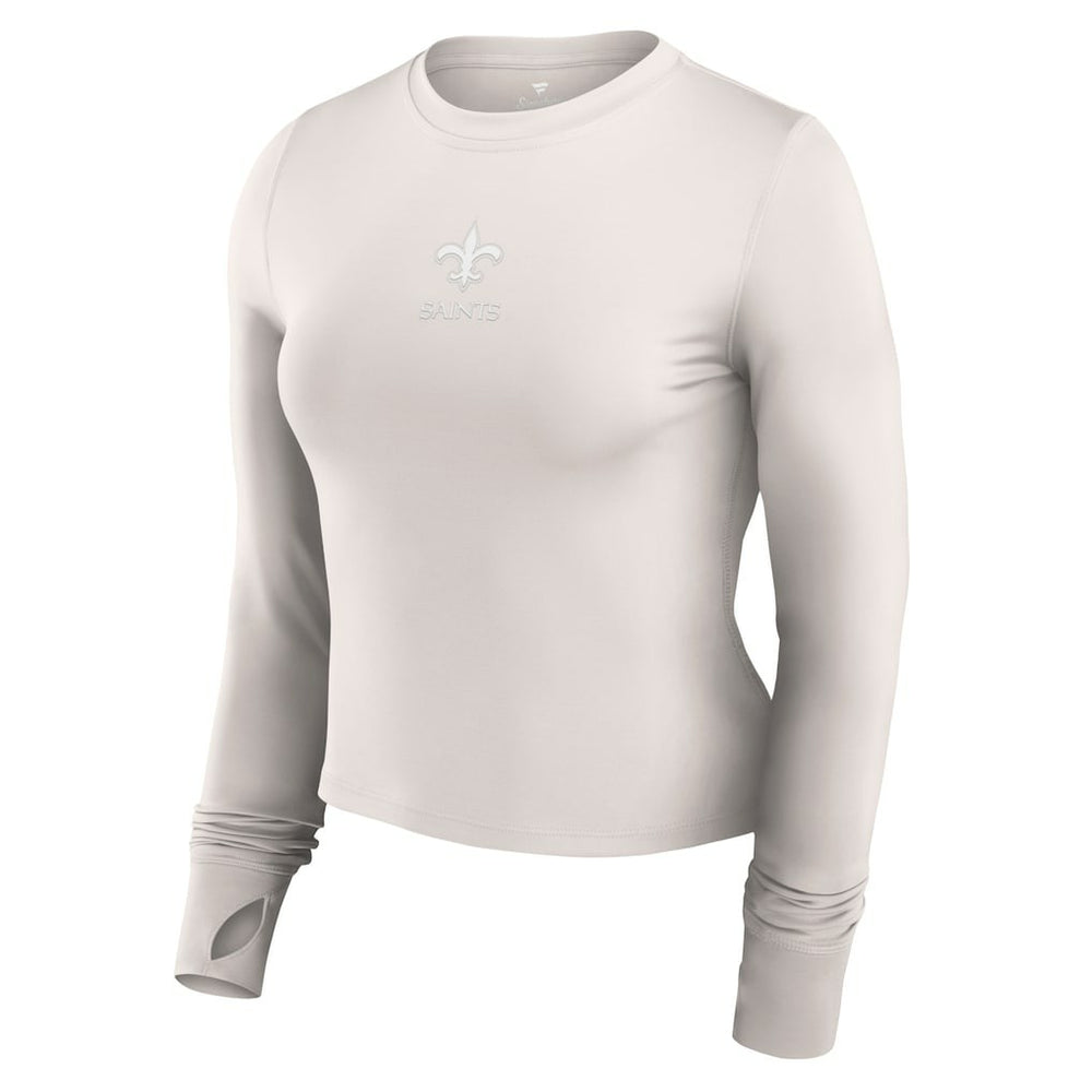 New Orleans Saints Women's Studio Fitted Long Sleeve Gym Top White