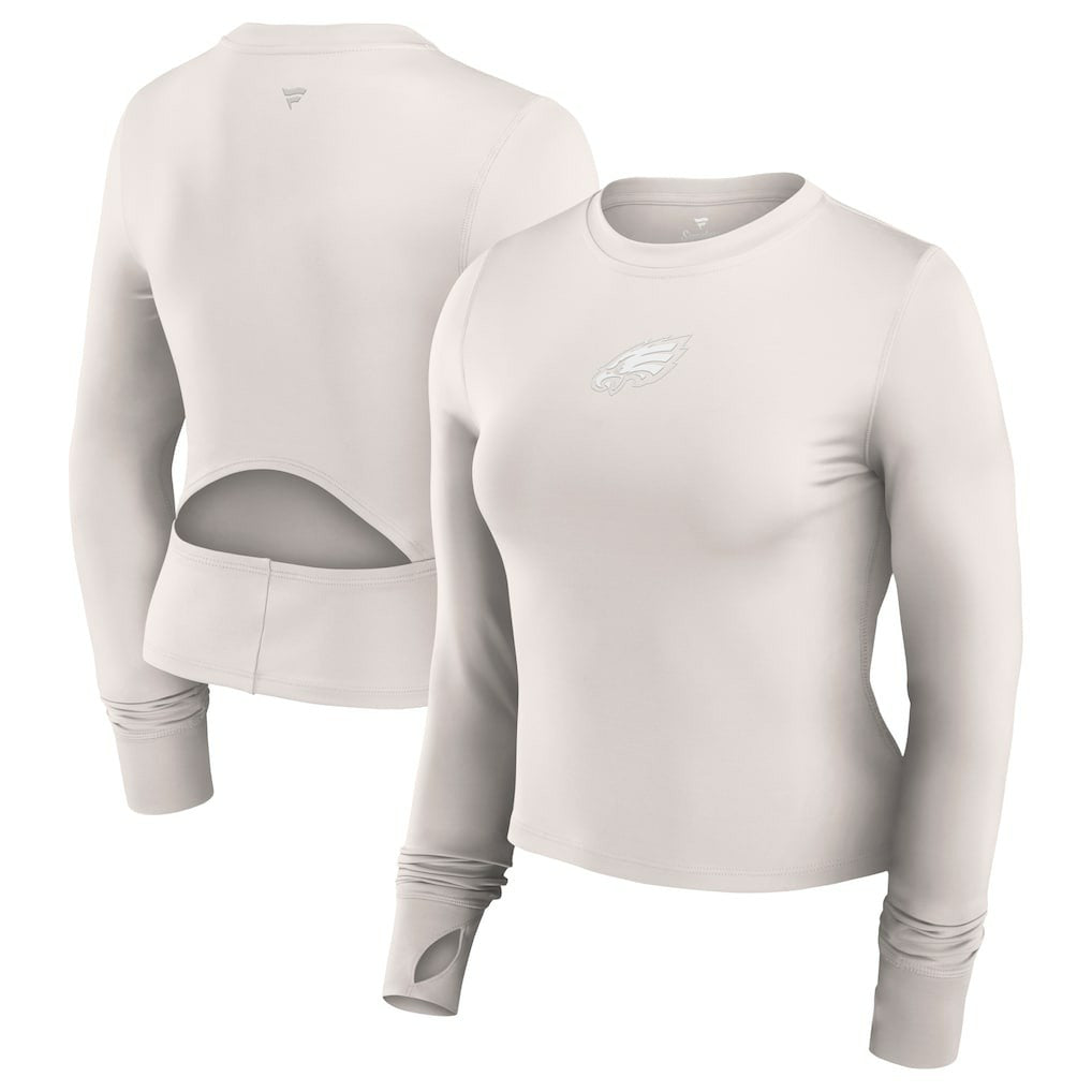 Philadelphia Eagles Women's Studio Fitted Long Sleeve Gym Top White