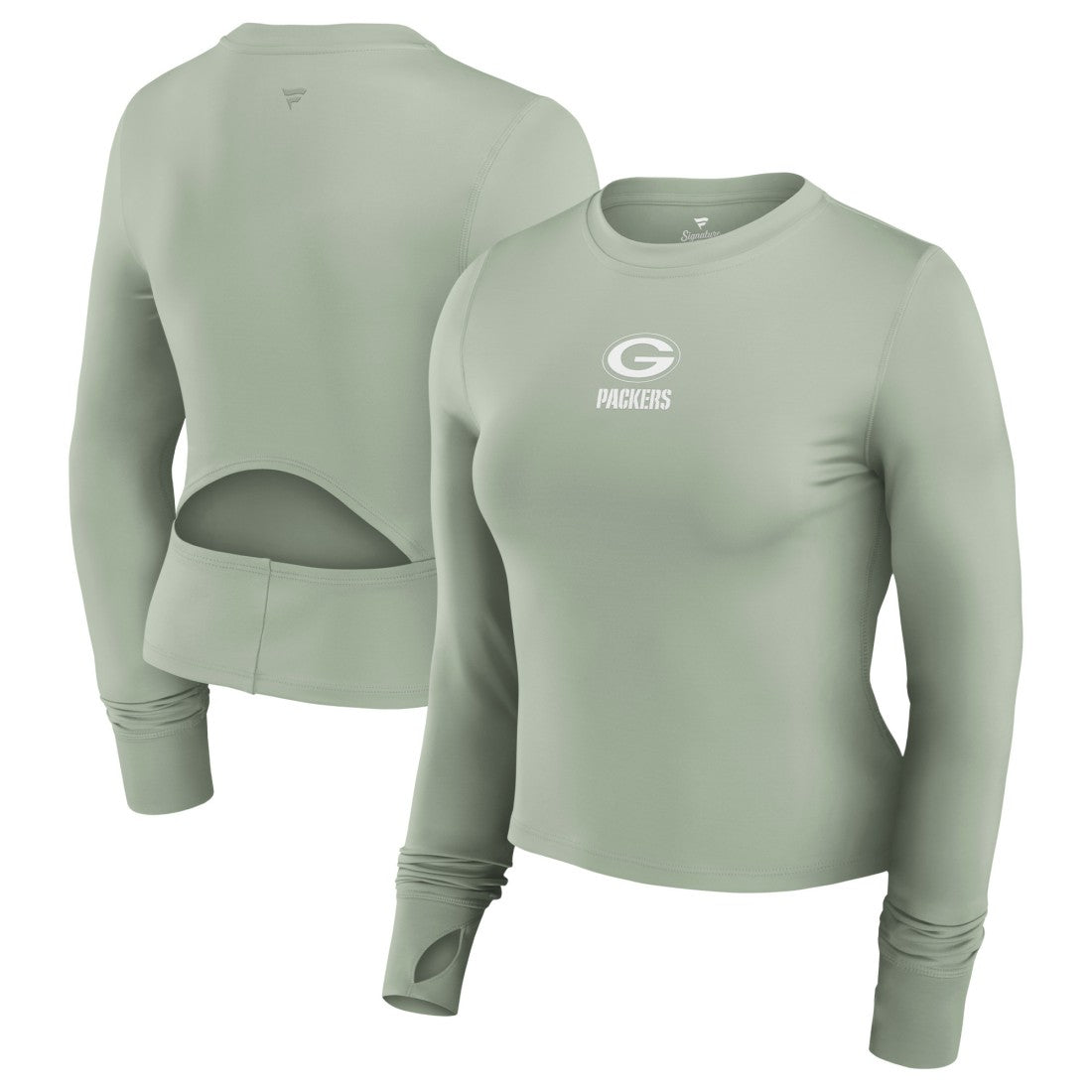 Green Bay Packers Women's Studio Fitted Long Sleeve Gym Top Green