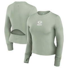 Green Bay Packers Women's Studio Fitted Long Sleeve Gym Top Green