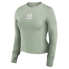 Green Bay Packers Women's Studio Fitted Long Sleeve Gym Top Green