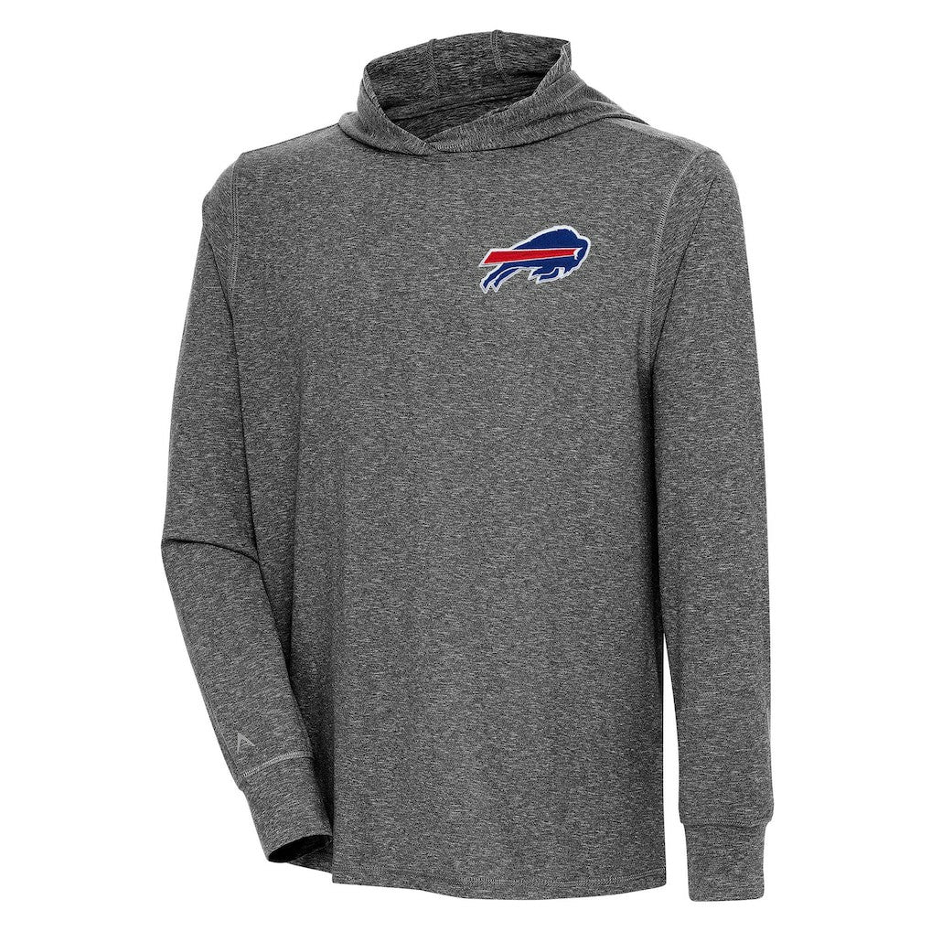 Buffalo Bills Antigua Saga Long Sleeve Hoodie T-Shirt Heather Black