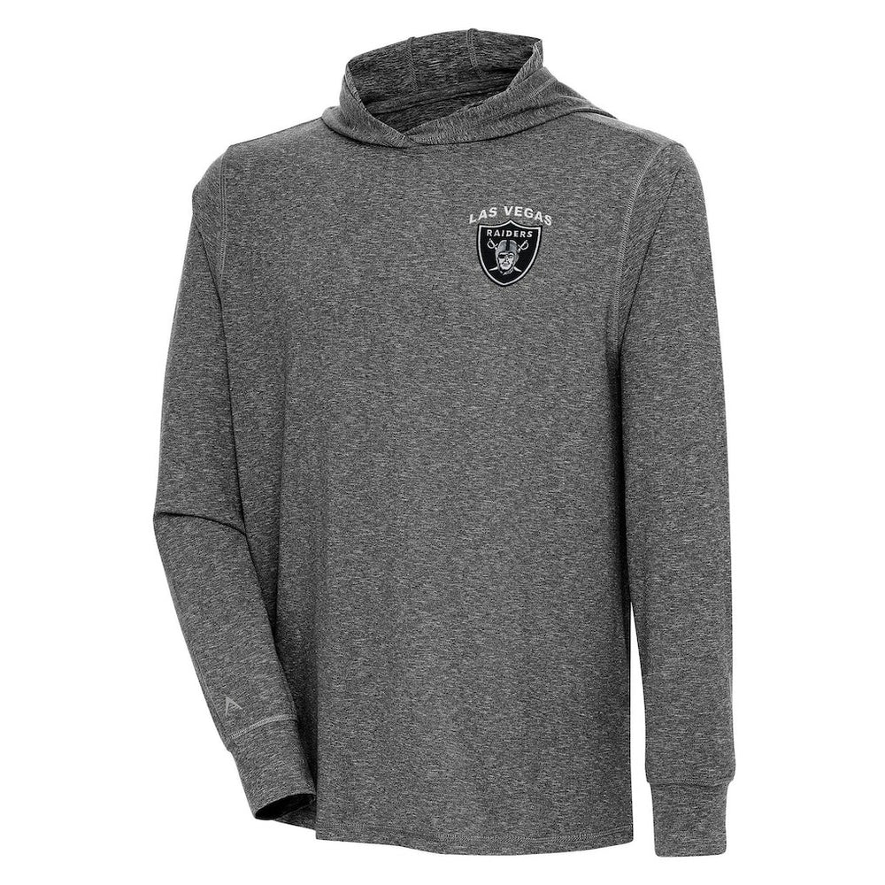 Las Vegas Raiders Antigua Saga Long Sleeve Hoodie T-Shirt Heather Black